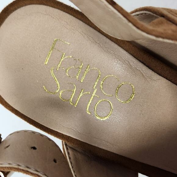 Franco Sarto Leather Feminine High Heels Rumi Sandals Tan Brown Size 6.5 M - Picture 9 of 10